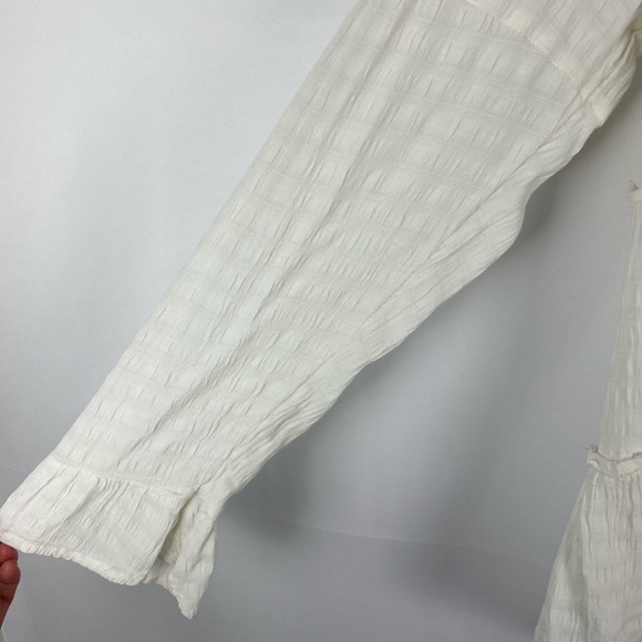 Lucky Brand White Split Neck Tiered Peasant Top - Picture 4 of 6